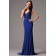 Společenské velice ženské a přitažlivé sytě modré šaty s krásně zdobeným živůtkem a špagetovými ramínky