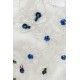Nové půvabné společenské šaty modro bílé s vysokým rozparkem a topem zdobeným kamínky