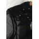 Stylové velmi přitažlivé malé krajkové zdobené výšivkou černé šaty s dlouhým rukávem