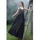 Společenské uhrančivé černé dlouhé šaty s velkou sukní a tylovým krajkou zdobeným topem