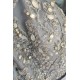 Nové luxusní šedomodré společenské šaty s topem zdobeným kamínky a saténovým pásečkem