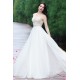 Svatební nové velice krásné šaty s průsvitným krajkovou výšivkou zdobeným topem a holými zády