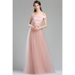 Půvabné společenské světle tluměně růžové šaty s tylovou sukní a saténovým topem