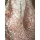 Večerní nádherné a ojedinělé hnědo-růžové šaty za krk s vyšívaným topem jemnou krásnou výšivkou zdobenou kamínky