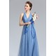 Okouzlující krásné a jednoduché pomněnkové světle modré tylové šaty s rafinovanými zády