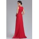 Společenské dlouhé jednoduché úzké červené šaty s vysokým svůdným rozparkem