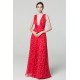 Společenské dlouhé nádherné červené šaty s potiskem kvítků