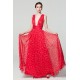 Společenské dlouhé nádherné červené šaty s potiskem kvítků