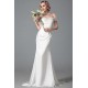 Nádherné jednoduché svatební ivory bílé úzké šaty s krajkovými spadlými rukávky