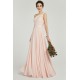 Půvabné jednoduché romantické antické světlounce růžové šaty na jedno rameno s krajkou na zádech