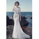 Nádherné ojedinělé celokrajkové mořské dvoudílné úzké svatební dlouhé šaty s vlečkou
