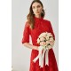 Nádherné elegantní celokrajkové červené šaty s dlouhým rukávem