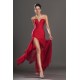 Červené plesové jednoduché šaty bez ramínek se srdíčkovým výstřihem 